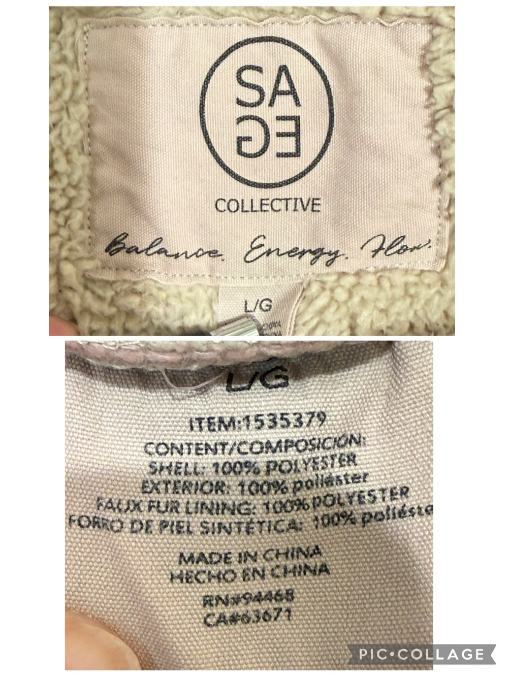 Sage Collective Blue Plaid Sherpa Lined Shacket Jacket L - Picture 9 of 11